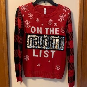 naughty/nice sequined christmas sweater size S